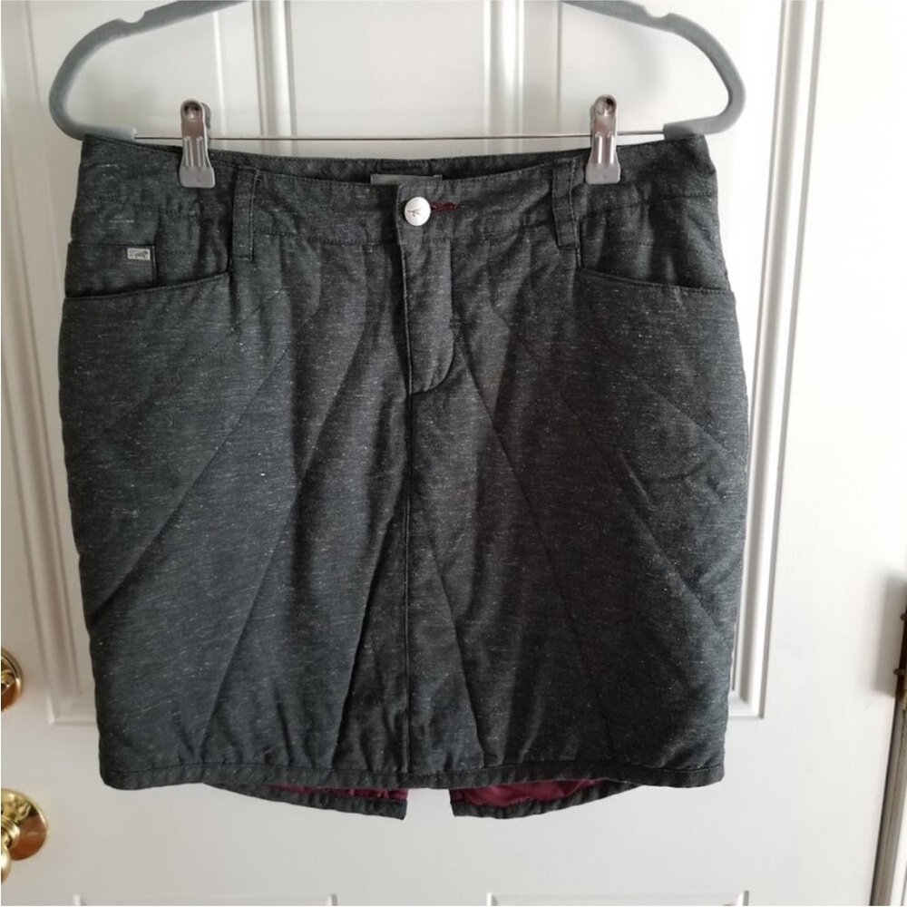 Horny Toad Quilted Charcoal Gray Insulated Lined Skirt, Sz 8, Hemp Cotton